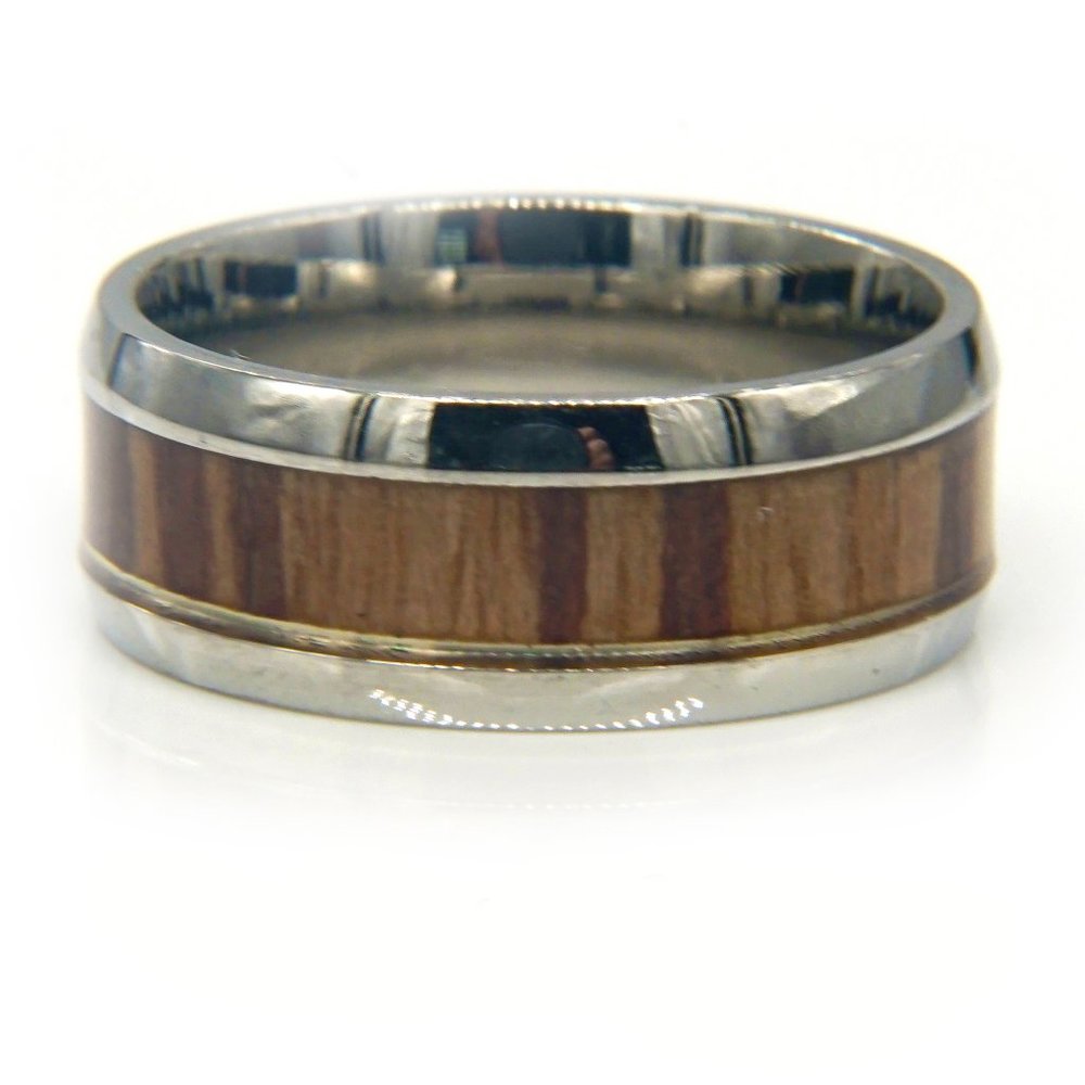 🎉HOSTESS PICK🎉 Silver Wedding Band with Brown Wood Tones. - Picture 4 of 5